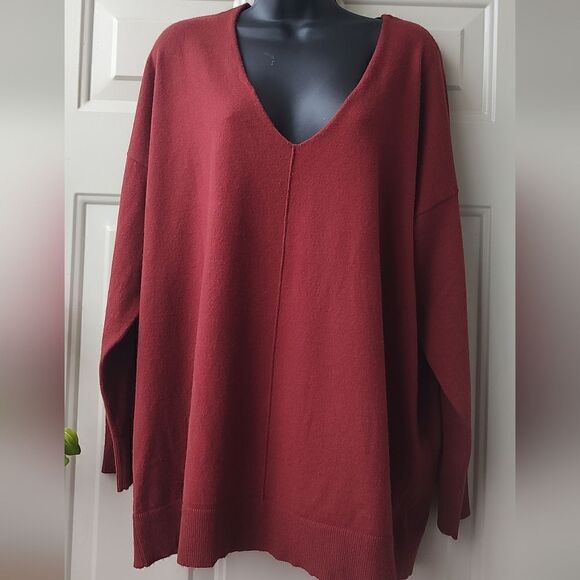 Torrid V Neck Maroon Sweater Size 2 Long Sleeve - Picture 1 of 11